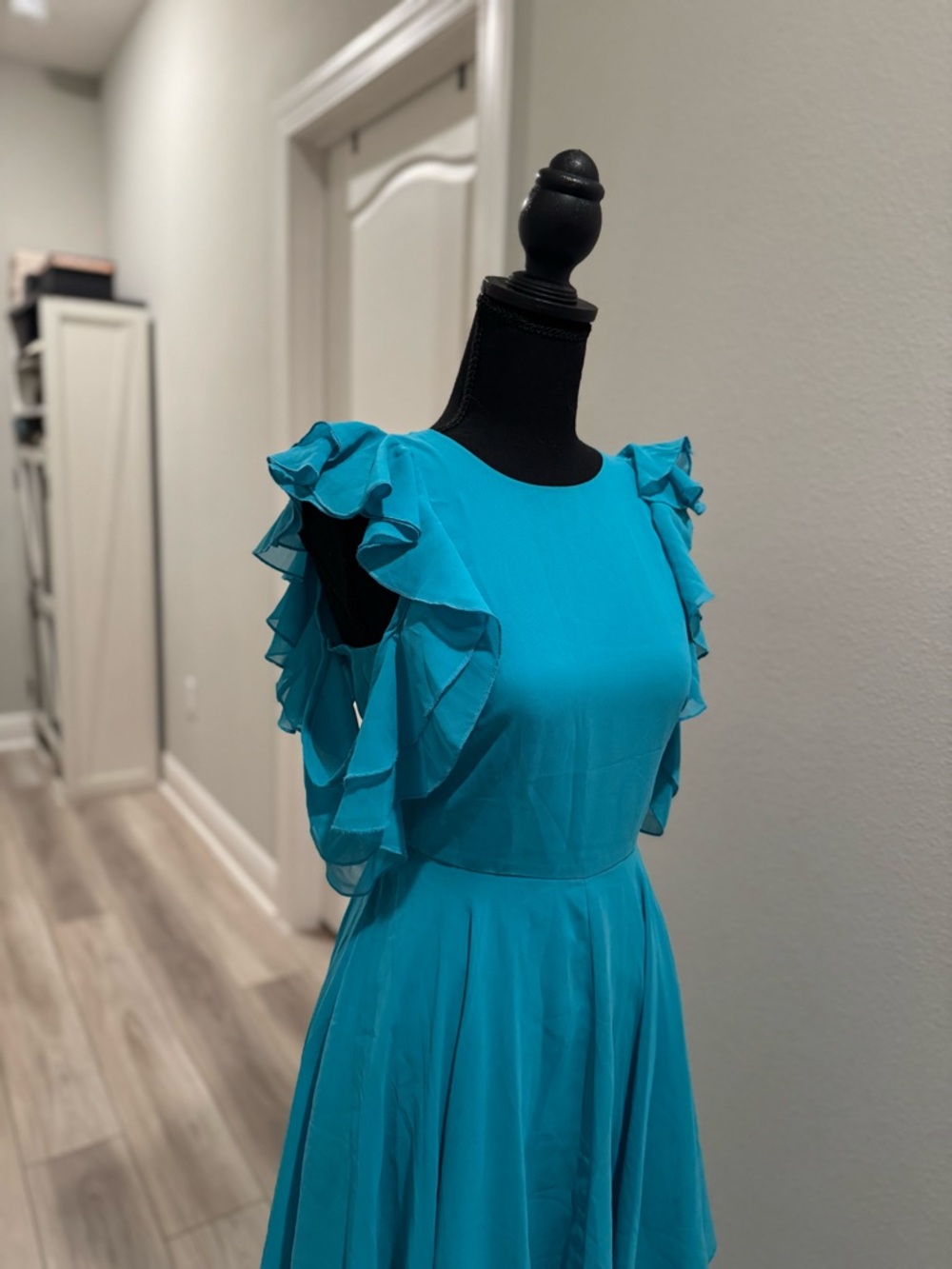 ASOS Teal Ruffle Sleeve High-Low Dress - Picture 6 of 11